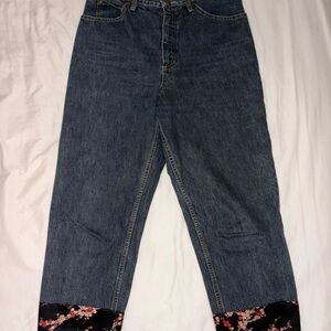 Stylish Blue Jeans with Floral Accents